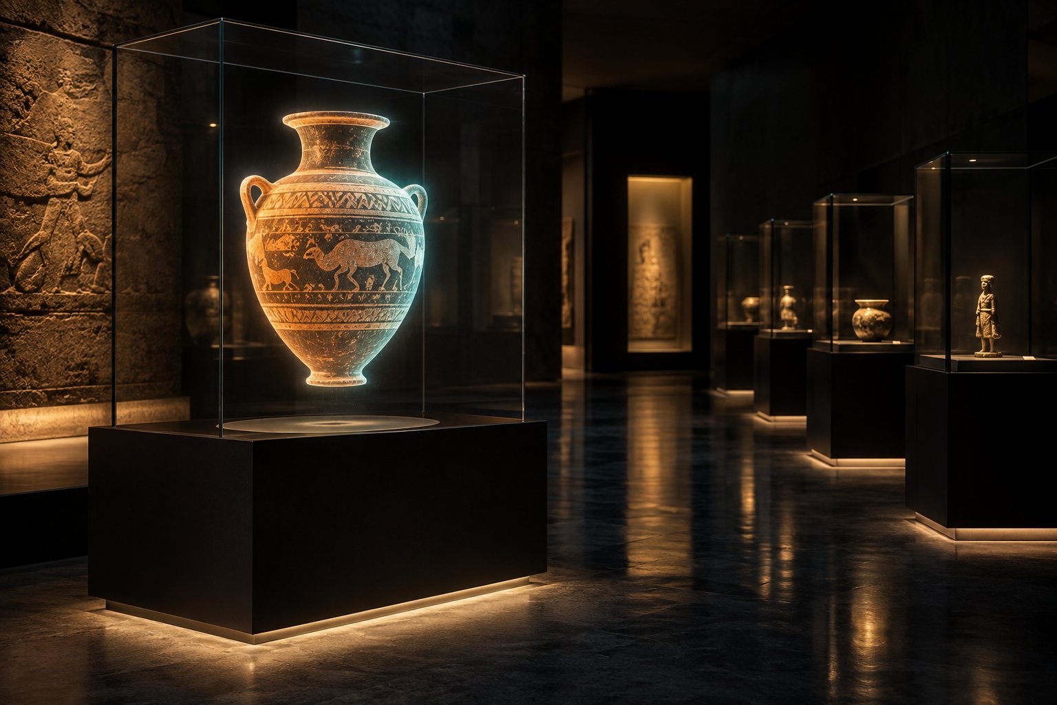 Concept of a holographic museum display